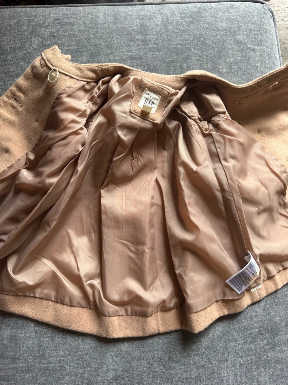 GAP Kids Double-Breasted Pea Coat with Bow in Camel